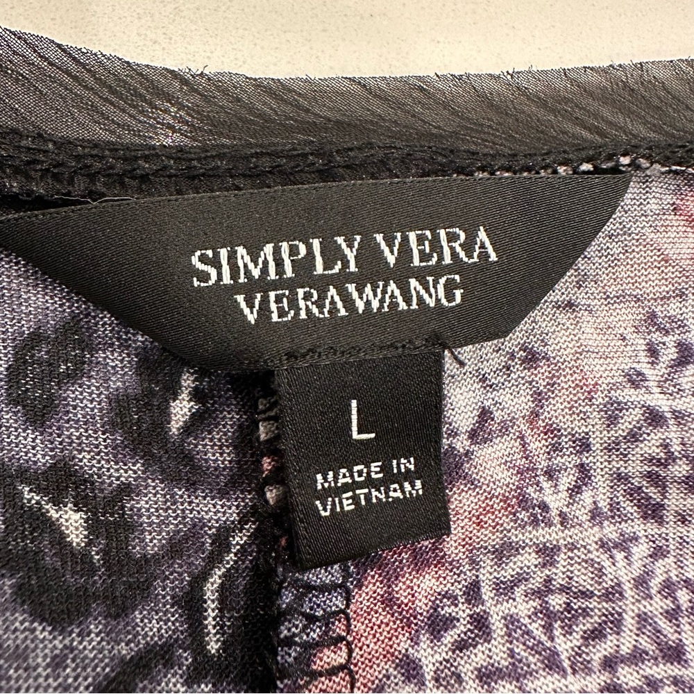 Simply Vera Wang Purple Floral Patchwork Flowy Tunic Top L Whimsigoth Witchy - Picture 5 of 9